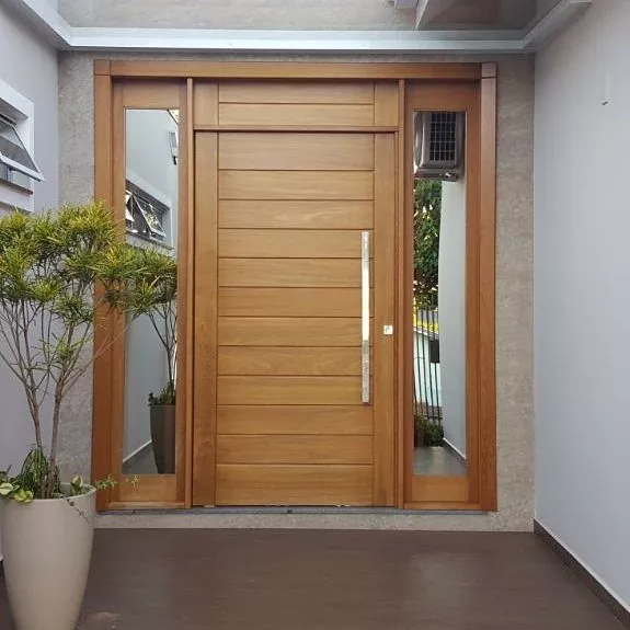 porta pivotante de madeira com vidro lateral marco de vidro
