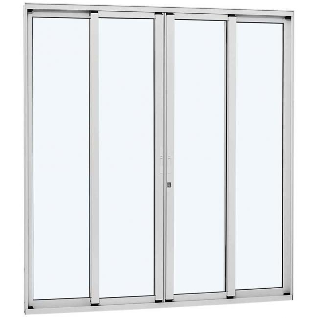 Porta de Alumínio Branco de Correr 4 Folhas - Linha Alumifort - Sasazaki