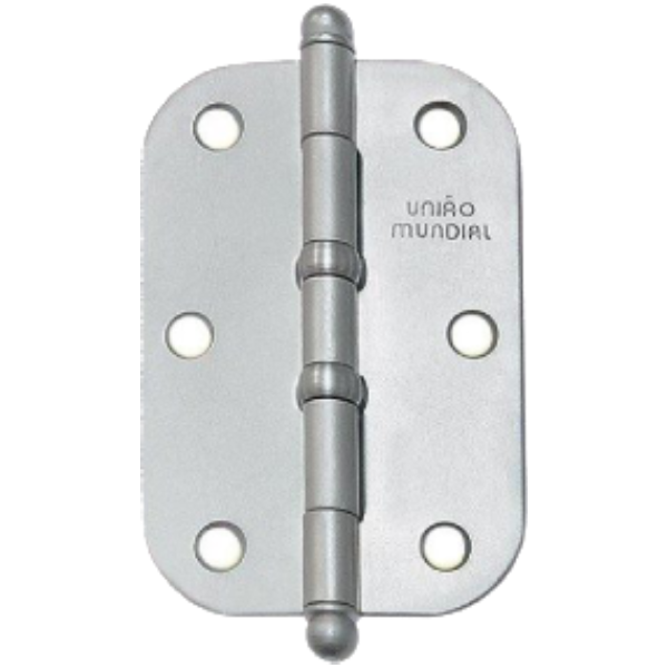 Dobradiça 3 1/2″ x 3″ Cromado Canto Redondo – Linha Reforçada – União Mundial Dobradiça 3 1/2″ x 3″ Cromado Canto Redondo – Linha Reforçada – União Mundial